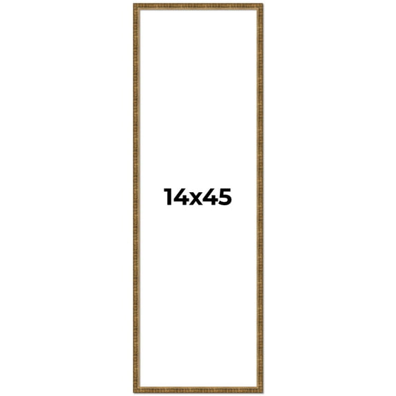 14x45 Frame Gold Kingsley Distressed Solid Wood Picture Frame Width 0.75 Inches | Interior Frame