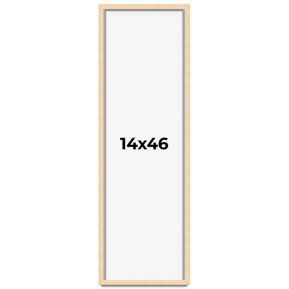 14x46 Frame Natural Wood Picture Frame | 0.75 Inch Moulding Width | with UV Acrylic Plexiglass,