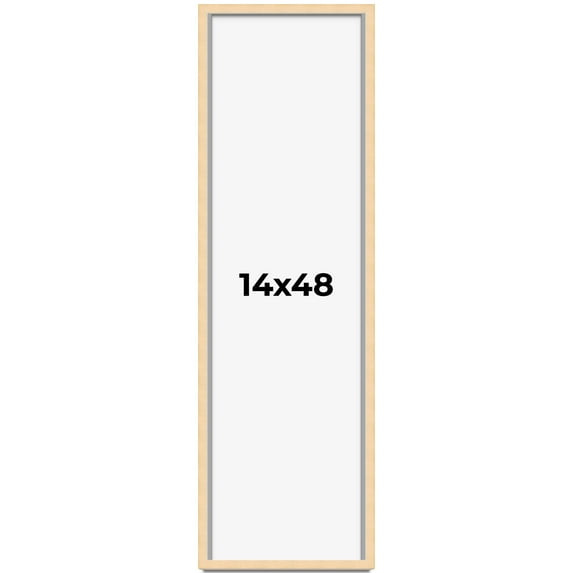 14x48 Frame Beige Real Wood Picture Frame Width 0.75 inches | Interior Frame Depth 0.5 inches |