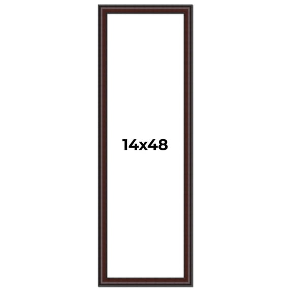 14x48 Frame Brown Round Mahogany Solid Wood Picture Frame | 1.625 Inch Moulding Width | with UV