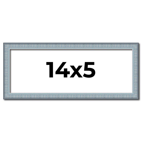 14x5 Frame Blue Scuffed Farm Board Solid Wood Picture Frame Width 0.75 Inches | Interior Depth 0.5