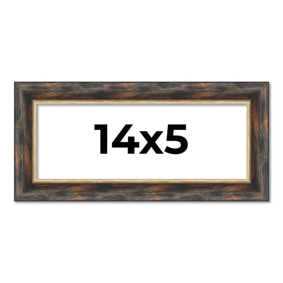 14x5 Frame Gold Real Wood Picture Frame Width 1.5 inches | Interior Frame Depth 0.5 inches |
