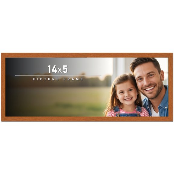 14x5 Frame Honey Pecan Brown Picture Frame - Modern Photo Frame Includes UV Acrylic Shatter Guard