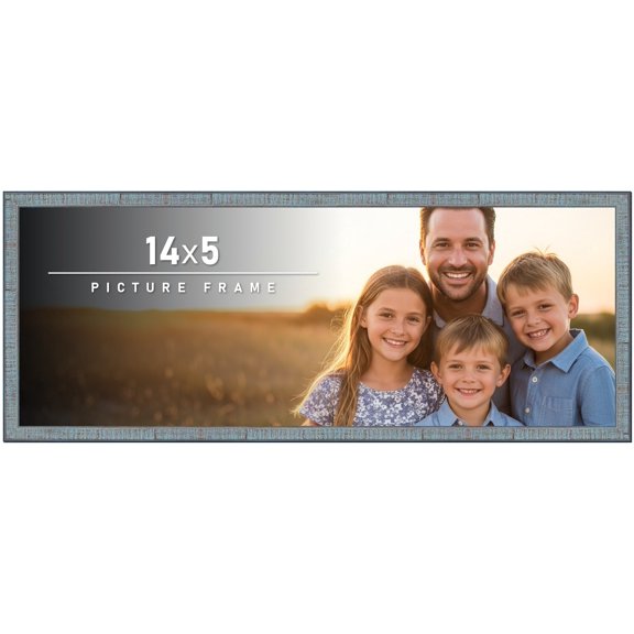 14x5 Frame Rustic Sky Blue Solid Wood Picture Frame | 0.75 Inch Moulding Width |Includes UV Acrylic