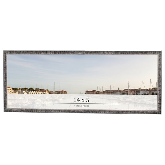 14x5 Frame Silver Grey Distressed Solid Wood Picture Frame | 0.75 Inch Moulding Width | Interior