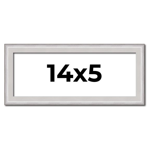 14x5 Frame Silver Inner Slope Bevel Picture Frame | 1 Inch Moulding Width | 0.75 Inch Rabbet Depth