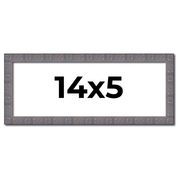 14x5 Frame Slate Blue Distressed Rustic Solid Wood Picture Frame | 0.75 Inch Moulding Width |