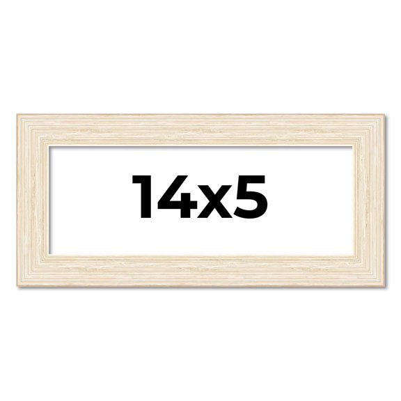 14x5 Frame White Barnwood Picture Frame Includes UV Acrylic Plexiglass, Acid Free Foam Backing