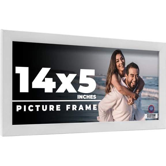 14x5 Frame White Solid Wood Picture Frame Includes UV Acrylic Shatter Guard Front, Acid Free Foam