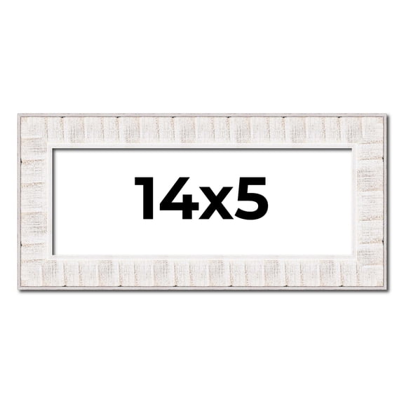 14x5 Frame White Sonoma Rustic Wood Picture Frame | 1.5 Inch Moulding Width | Complete with UV