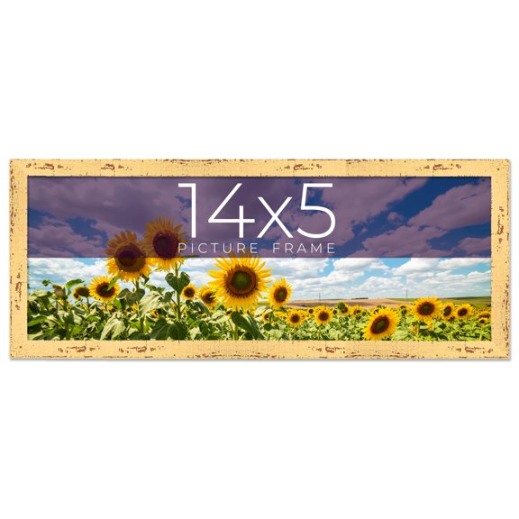 14x5 Frame Yellow Real Wood Picture Frame Width 1.25 inches | Interior Frame Depth 0.5 inches |