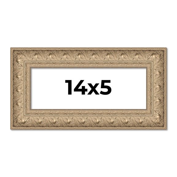 14x5 IN Frame Ornate Silver Beaded Solid Wood Picture Frame Width 2.5 Inches | Interior Depth 1