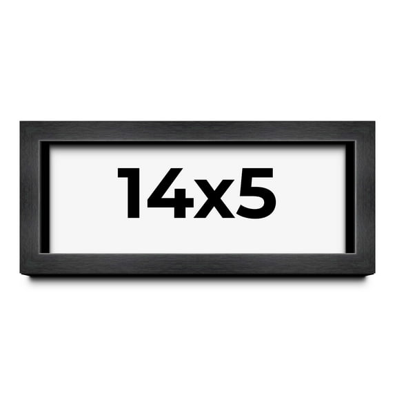 14x5 Shadow Box Frame Grey Charcoal Black | 0.875 Inches Deep | Wood Shadowbox Display Frame | UV