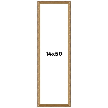 14x50 Frame Gold Solid Wood Picture Frame Width 1.25 Inches | Interior Frame Depth 0.375 Inches |