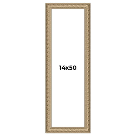 14x50 Frame Ornate Silver Beaded Solid Wood Picture Frame Width 2.5 Inches | Interior Depth 1
