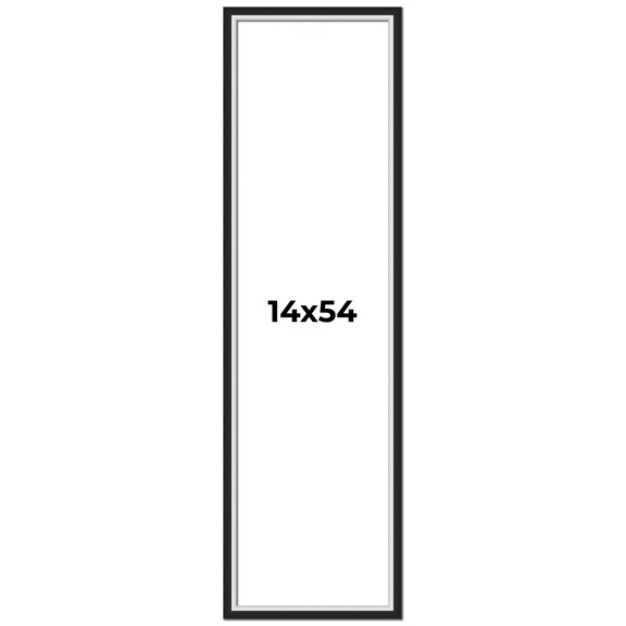 14x54 Frame Black & Silver Solid Wood Picture Frame Width 1.25 Inches | Interior Depth 0.75 Inches