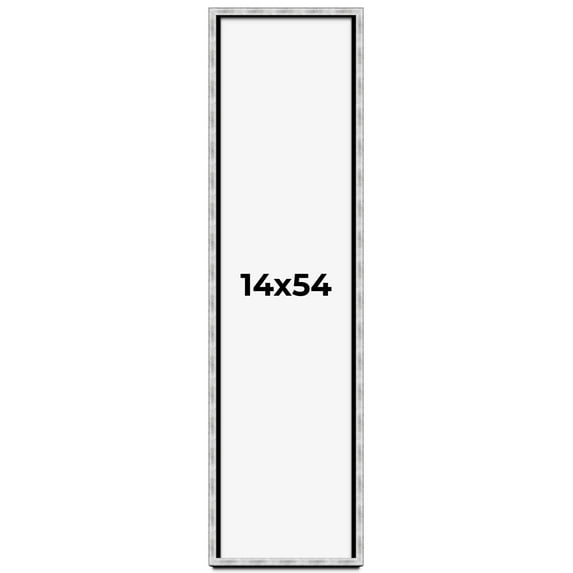 14x54 Frame Brushed Silver Solid Wood Picture Frame | 0.75 Inch Moulding Width | Rabbet Depth 0.75