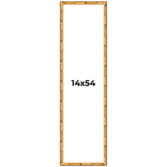 14x54 Frame Gold Bamboo Solid Wood Picture Frame | 0.75 Inch Moulding Width | Interior Frame Depth
