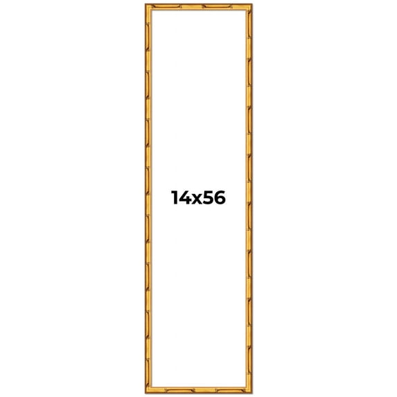 14x56 Frame Gold Bamboo Solid Wood Picture Frame | 1 Inch Moulding Width | Interior Frame Depth