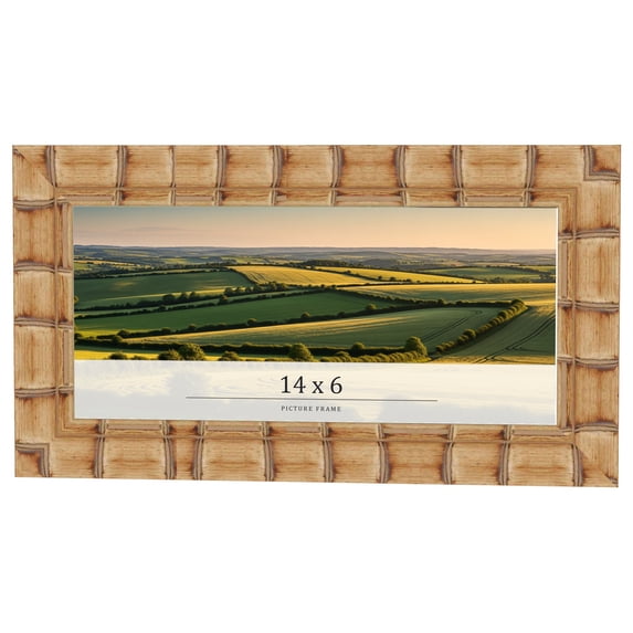 14x6 Frame Beige Real Wood Picture Frame Width 3 inches | Interior Frame Depth 0.5 inches | Natural