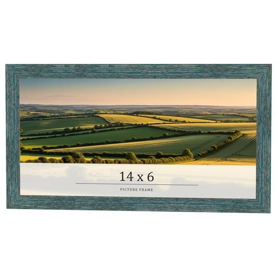 14x6 Frame Blue Rustic Barnwood Solid Wood Picture Frame Width 1.25 Inches | Interior Depth 0.5
