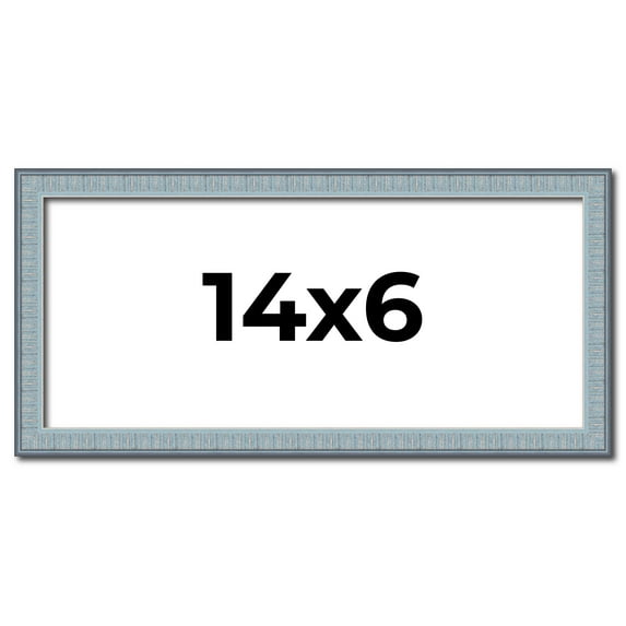 14x6 Frame Blue Scuffed Farm Board Solid Wood Picture Frame Width 0.75 Inches | Interior Depth 0.5