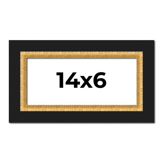 14x6 Frame Gold Real Wood Picture Frame Width 2.25 Inches | Interior Frame Depth 0.5 Inches |