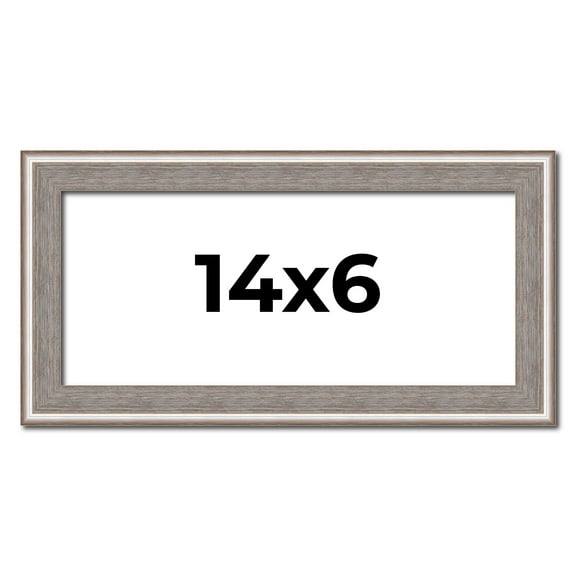 14x6 Frame Grey Real Wood Picture Frame Width 1.25 inches | Interior Frame Depth 0.5 inches | Hans