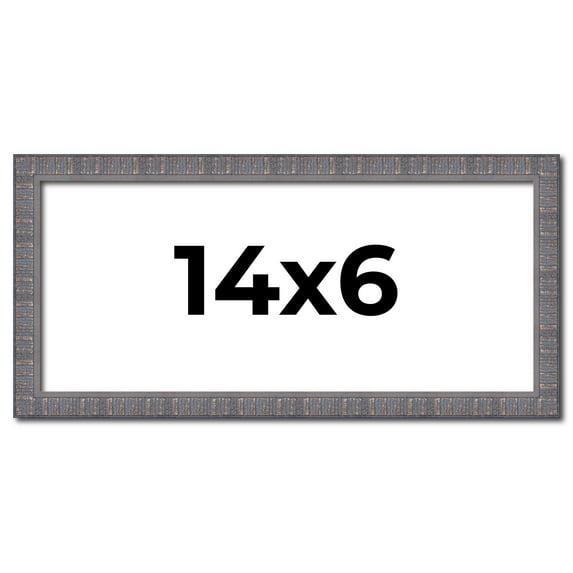 14x6 Frame Slate Blue Distressed Rustic Solid Wood Picture Frame | 0.75 Inch Moulding Width |