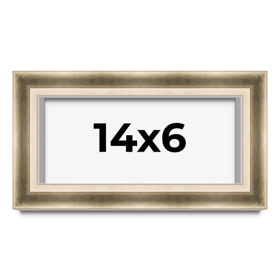 14x6 Shadow Box Frame Silver | 1.75 inches Deep Real Wood Traditional Shadowbox Display Frame | UV