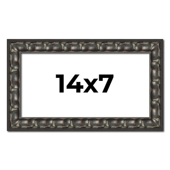 14x7 Frame Black-Brown Medieval Solid Wood Picture Frame | 1.5 Inch Moulding Width | Gotham Beveled