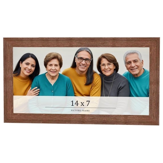 14x7 Frame Brown Farmhouse Solid Wood Picture Frame Width 1.5 Inches | Interior Frame Depth 0.5
