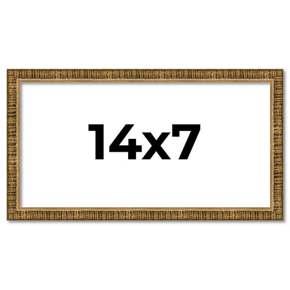 14x7 Frame Gold Kingsley Distressed Solid Wood Picture Frame Width 0.75 Inches | Interior Frame
