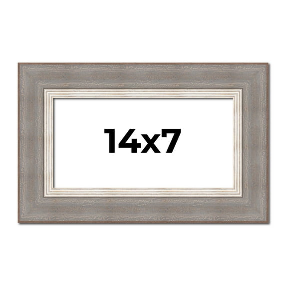 14x7 Frame Grey Real Wood Picture Frame Width 2.75 Inches | Interior Frame Depth 0.5 Inches | Linus