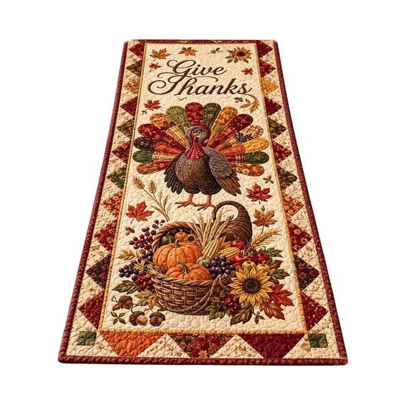 14x72 Inch Quilted Fall Table Runner, Farmhouse Holiday Dining Decor for Halloween Thanksgiving, Table Accent for Kitchen Buffet