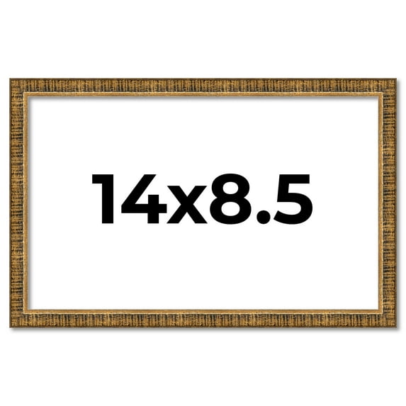 14x8.5 Frame Gold Solid Wood Picture Frame - Complete Modern Photo Frame Includes UV Acrylic