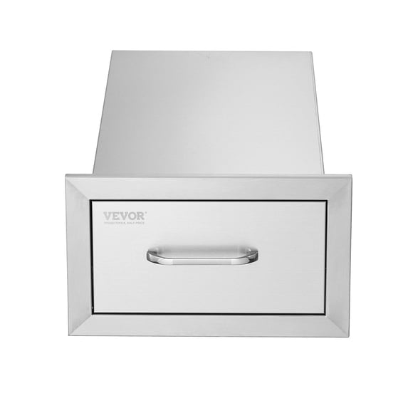 14x8.5 Inch Stainless Steel Outdoor Kitchen Drawers - Flush Mount Double BBQ Drawers for Grill Islands, 14W x 8.5H x 23D Inch, with Rust-Resistant Steel Handle