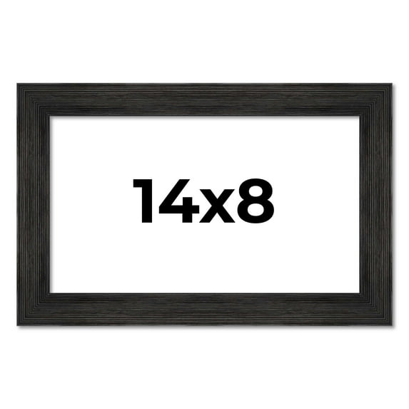 14x8 Black Rustic Wide Barnwood Picture Frame - UV Acrylic, Foam Board Backing, Hanging Hardware