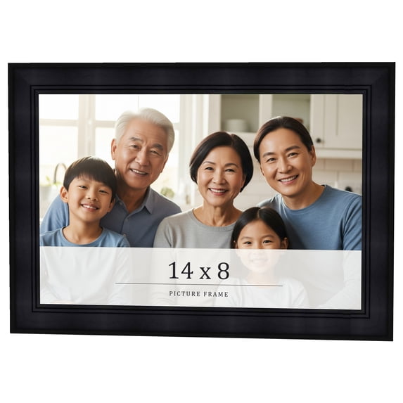 14x8 Frame Black Passaggi Solid Wood Picture Frame Width 1.5 Inches | Interior Frame Depth 0.5