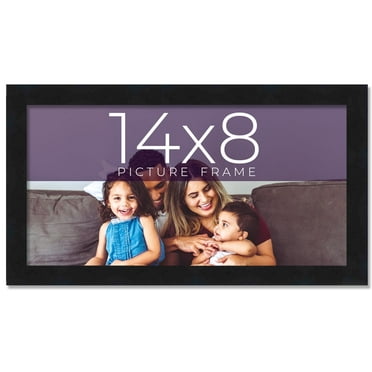 14x8 Frame Black Real Wood Picture Frame Width 0.75 inches | Interior Frame Depth 0.5 inches | Noir