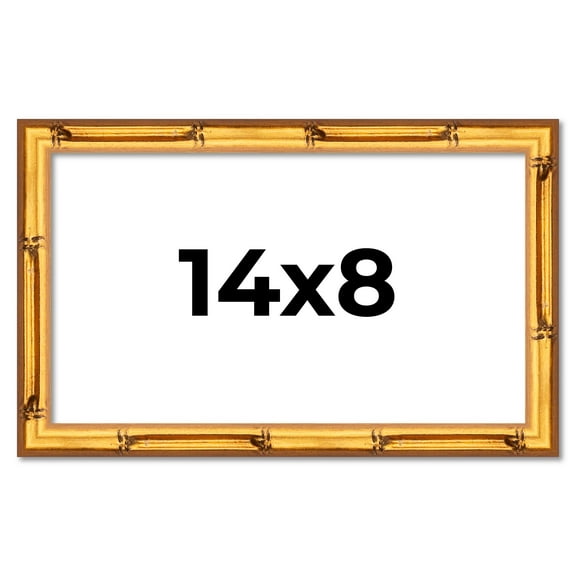 14x8 Frame Gold Bamboo Solid Wood Picture Frame | 1 Inch Moulding Width | Interior Frame Depth 0.75