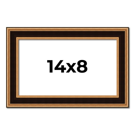 14x8 Frame Gold Brown Plein Air Vintage Solid Wood Picture Frame | 1.75 Inches Moulding Width |
