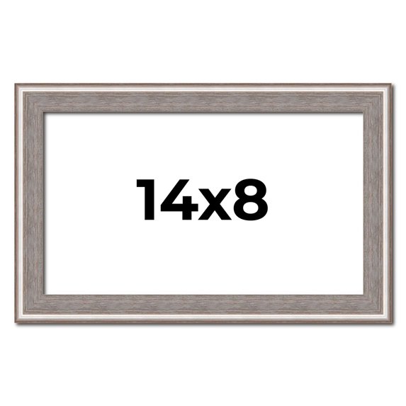 14x8 Frame Grey Real Wood Picture Frame Width 1.25 inches | Interior Frame Depth 0.5 inches | Hans