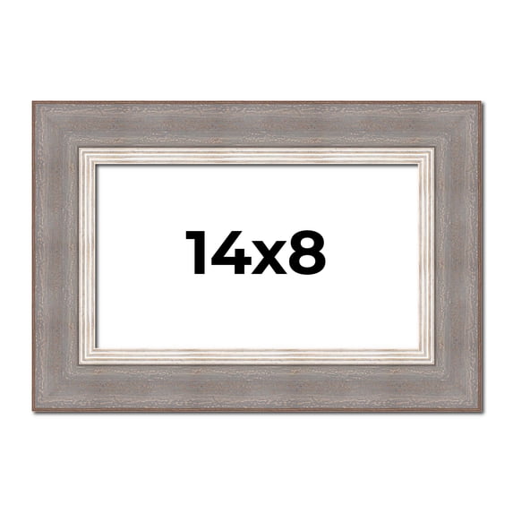 14x8 Frame Grey Real Wood Picture Frame Width 2.75 Inches | Interior Frame Depth 0.5 Inches | Linus