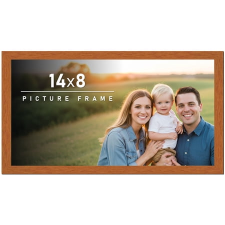 14x8 Frame Honey Pecan Brown Picture Frame - Modern Photo Frame Includes UV Acrylic Shatter Guard