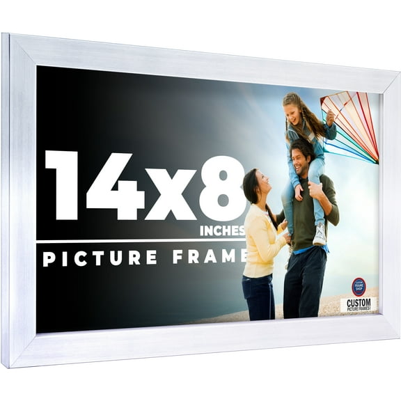 14x8 Frame Silver Real Wood Picture Frame Width 0.75 inches | Interior Frame Depth 0.5 inches |