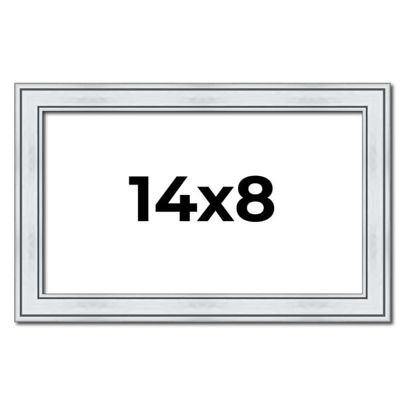 14x8 Frame Sterling Silver Solid Wood Picture Frame | 1.25 Inch Moulding Width | 0.75 Inch Interior