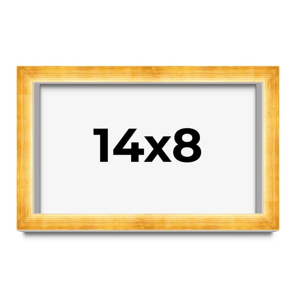 14x8 Shadow Box Frame Gold | 1.625 Inches Deep Real Wood Traditional Shadowbox Display Frame | UV