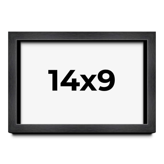 14x9 Frame Black Charcoal Grey Wood Textured Picture Frame | 0.75 Inch Moulding Width | Gunmetal