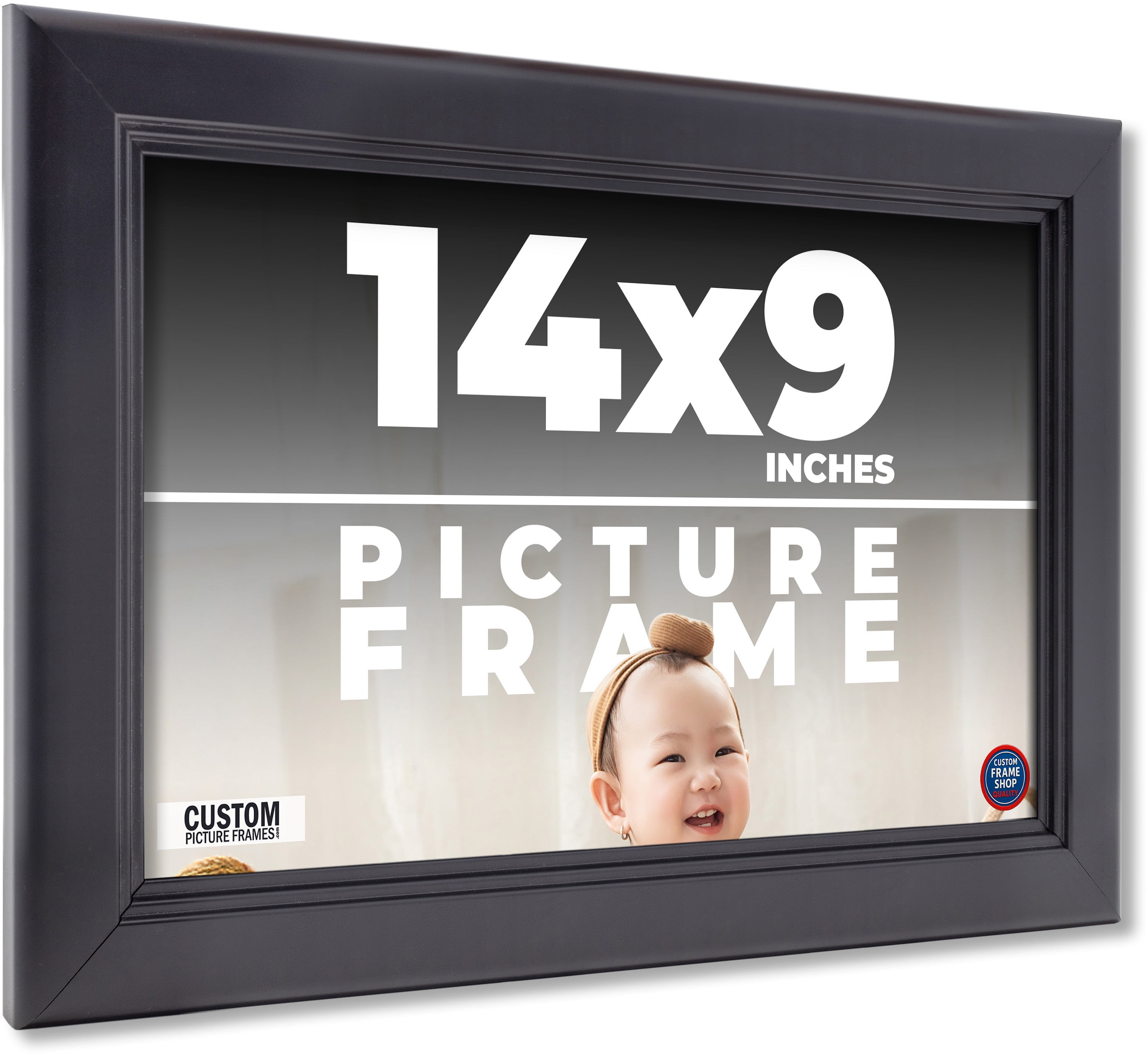 14x9 Frame Black Real Wood Picture Frame Width 1.5 inches